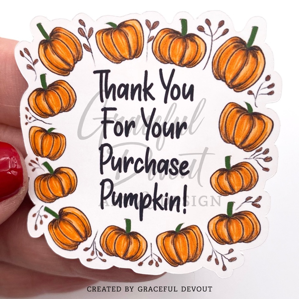 Thank You For Your Purchase Pumpkin! - 2" (inches) (96ct.) Stickers - Picture 4 of 4
